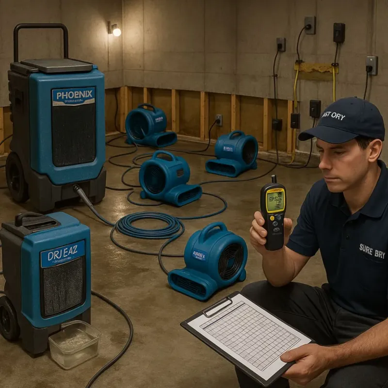 Structural Drying and Dehumidification process in Closter, NJ